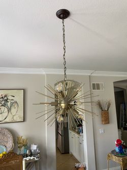 Mid-century modern gold chandelier