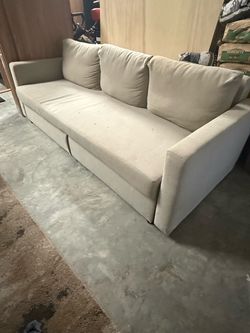 Beige Fabric 3-Seat Sofa Sleeper