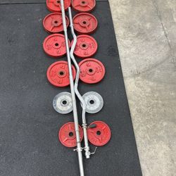 Standard Weights And Bars Approx 100 Lbs