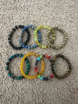 Set of 8 Colorful Beaded Stretch Bracelets
