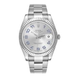 Men's Rolex 41mm DateJust Stainless Steel Watch with Silver Dial and Fluted Bezel. (Pre-Owned 116334)