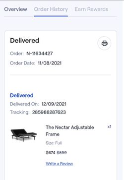 Nectar Adjustable Bed Frame Full Size