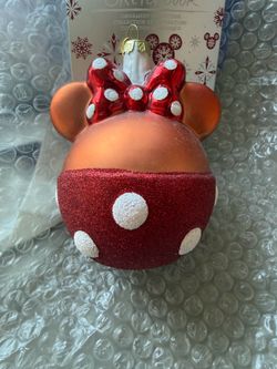 2022 Disney Parks Minnie Mouse Candy Apple Snack Glass Sketchbook Ornament