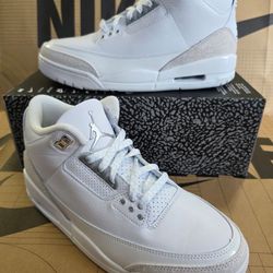 Air Jordan 3 Retro Pure Money 2025 White Silver  Men's Size 8