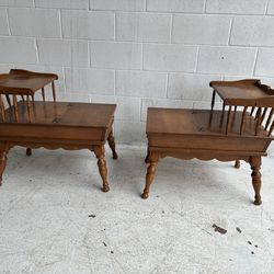 Pair of Vintage wood two tier end tables, nice catch vintage look! Great condition, solid wood,