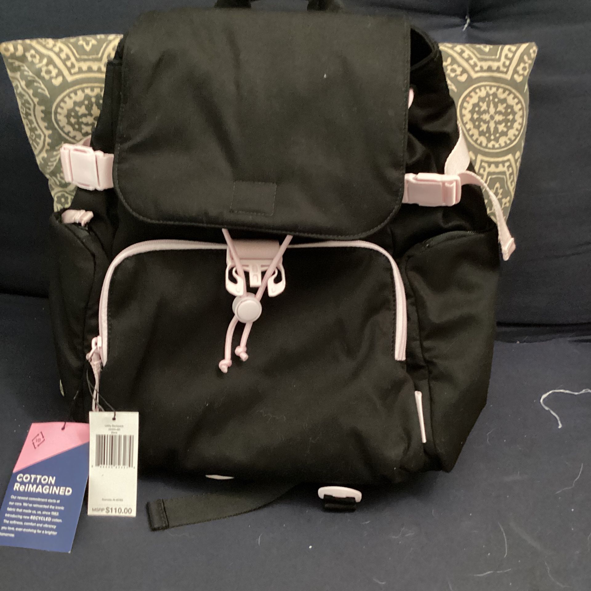 Vera Bradley Utility Backpack Black And Pink
