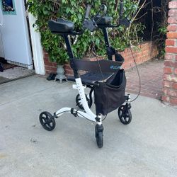 ELENKER Upright Walker, Stand Up Folding Rollator Walker with 10” Front Wheels Backrest Seat and Padded Armrests for Seniors and Adults