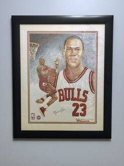 Michael Jordan Chicago Bulls lithograph print framed.
