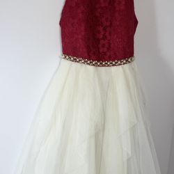 American Princess Red- Beige Size 8 Little Girls