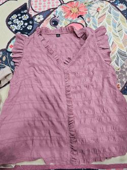 Pink Ruffle Sleeveless Blouse 0XL