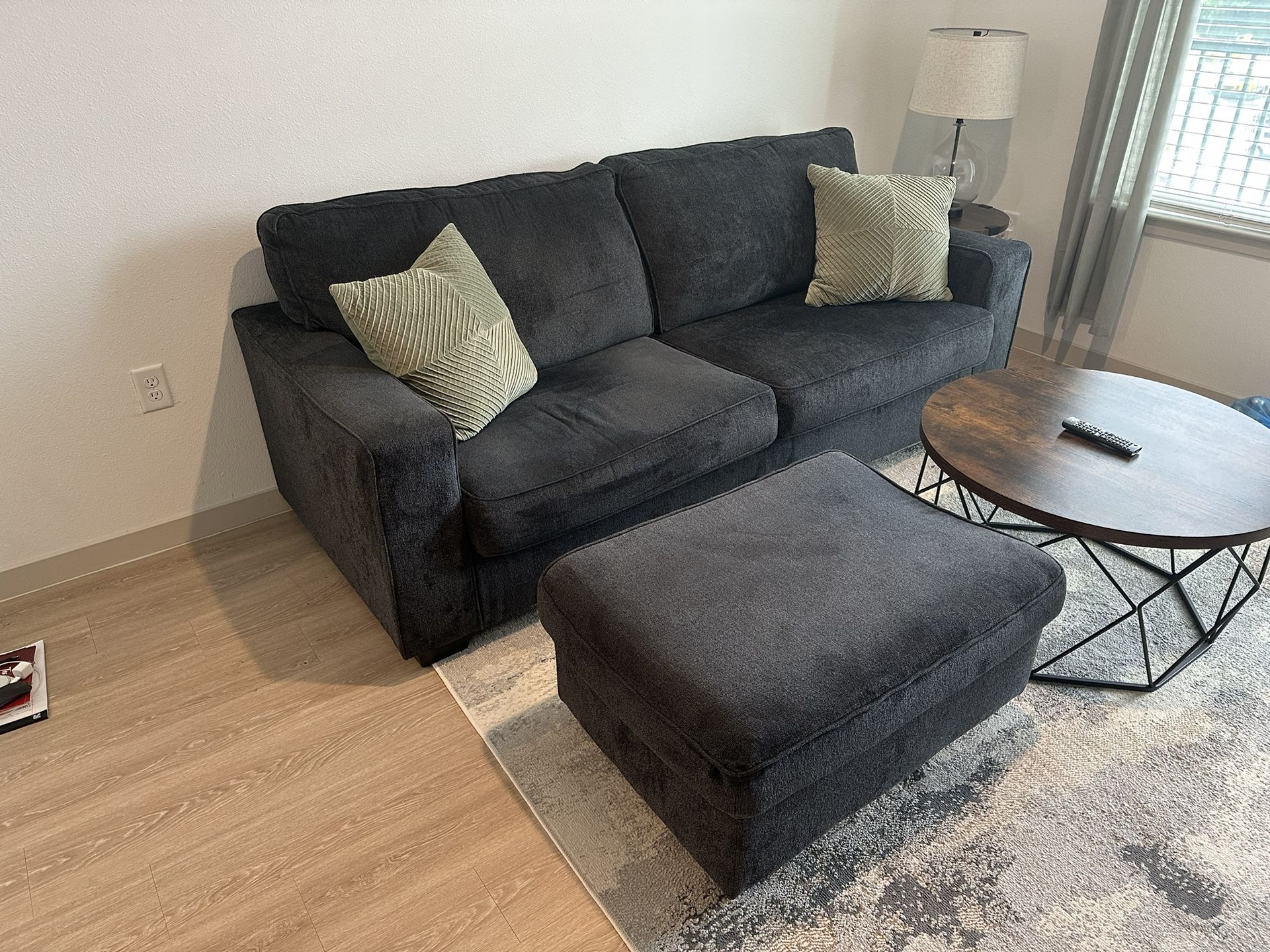 Charcoal Sofa + Oversized Ottoman - Great Condition!