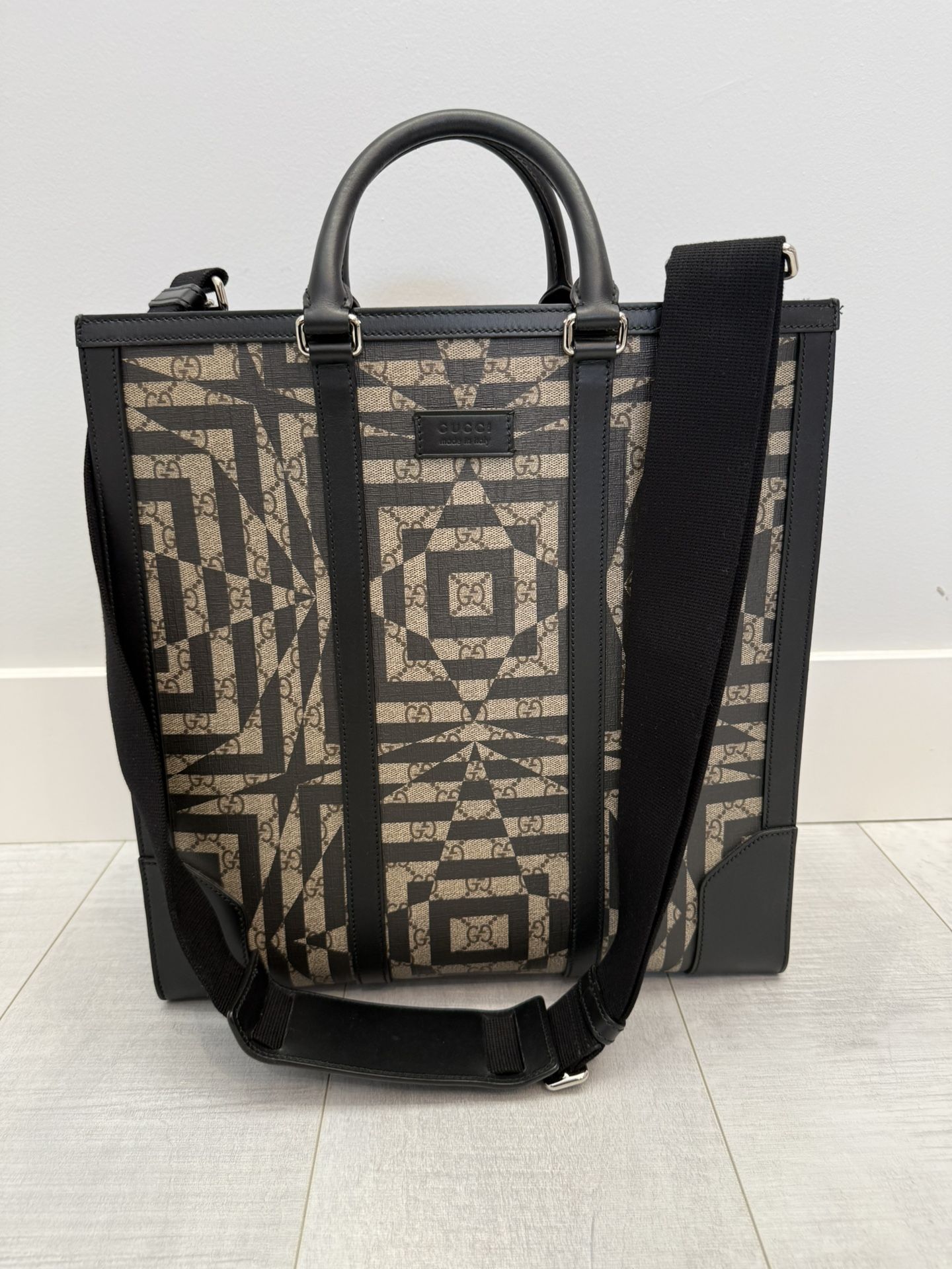 Gucci GG Caleido PVCx leather 2 Way Tote Bag black x beige 406387