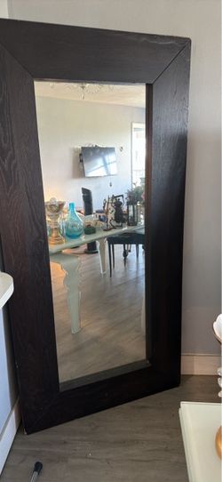 Large Floor Mirror Dark Wood Frame