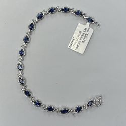 14KWG 8” Sapphire Diamond Tennis Bracelet 