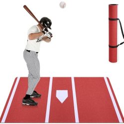 TOBWOLF Baseball Batting Mat, Softball & Baseball Hitting Mat with Home Plate for Batter