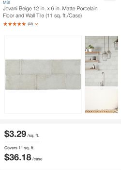 Jovani Beige 12 in. x 6 in. Matte Porcelain Floor and Wall Tile (11 sq. ft./Case)