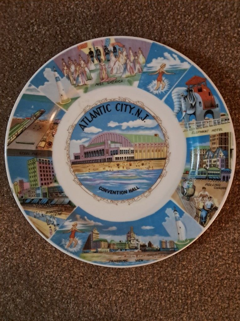 Vintage Atlantic City Souvenir Plate 