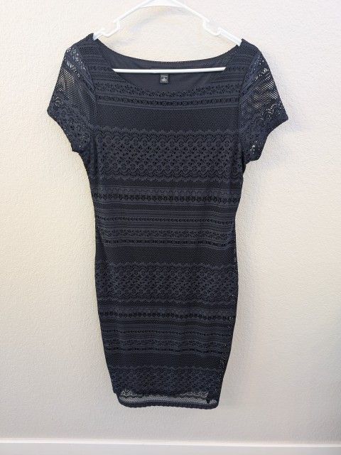 Banana Republic Navy Blue Knit Lace Short Sleeve Dress Size Medium
