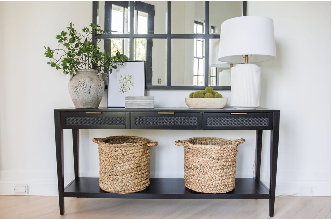Beautiful Dark Wood Black Console Entryway Sofa Table