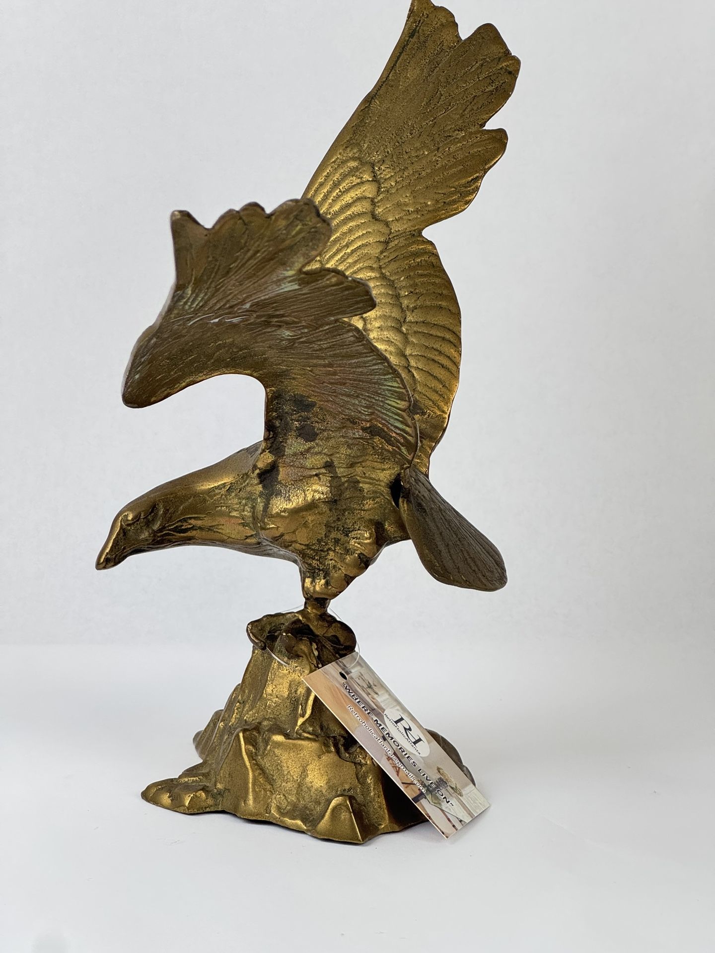 Pair Vintage Real Brass Eagle Sculpture Bookend Bookcase