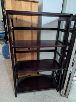 Dark wood folding shelves