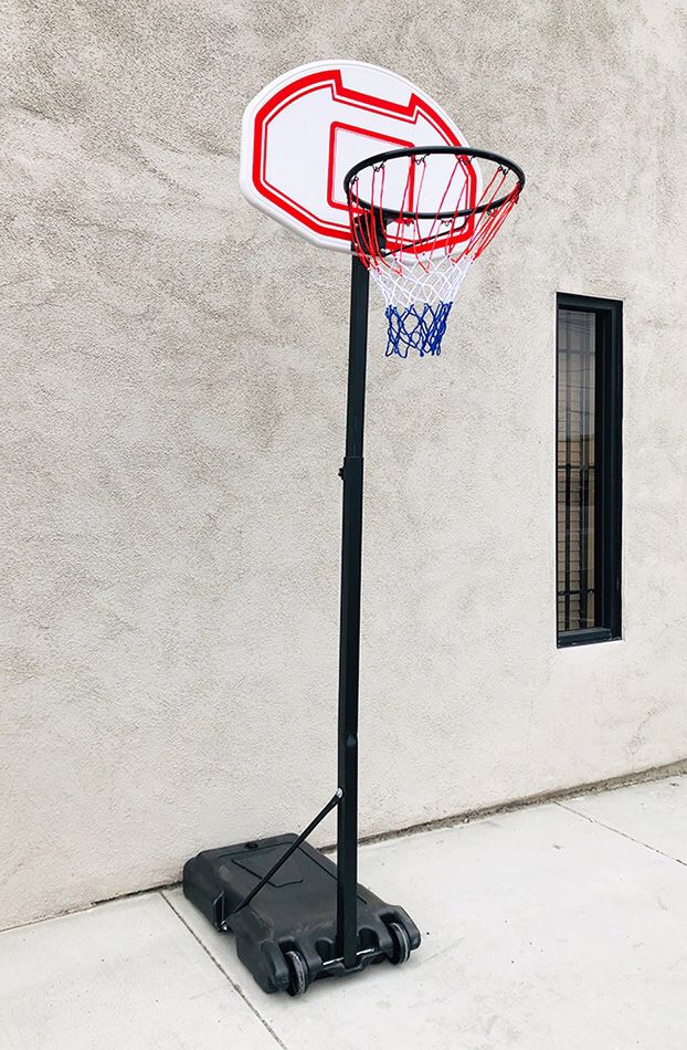 Brand New $50 Kids Junior Sports Basketball Hoop 28x19” Backboard, Adjustable Rim Height 5’ to 7’