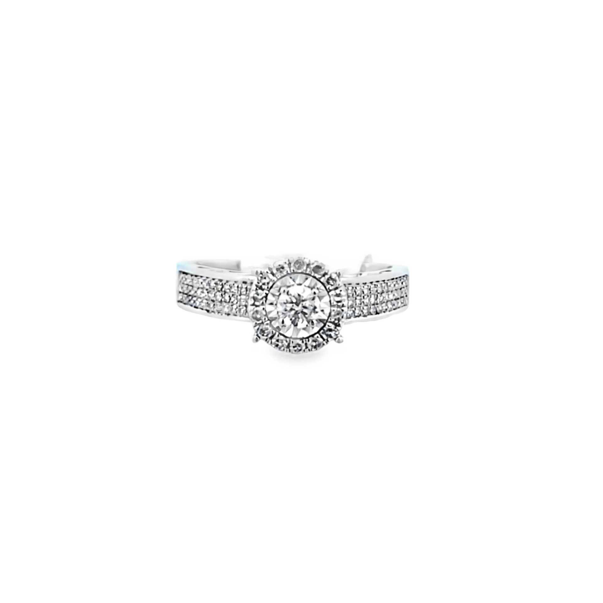 14K Halo Setting 0.65 CTW Diamond Ring