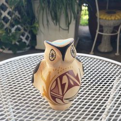 Vintage Hand Painted Native American Pottery Owl