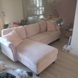 Beautiful Baby Pink Sectional Sofa