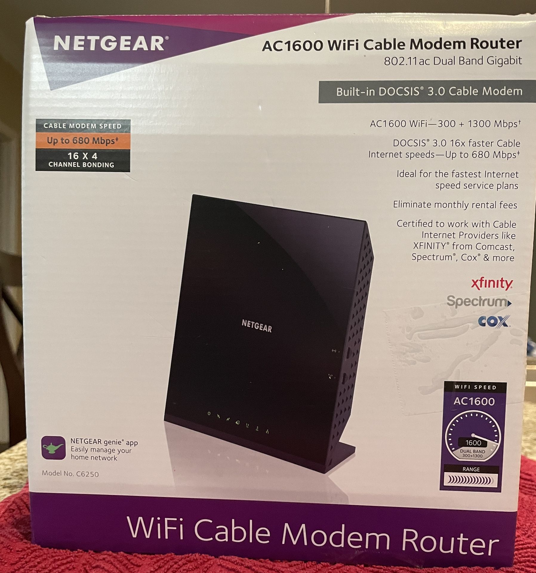 NETGEAR A1600 cable Modem Wifi Router 