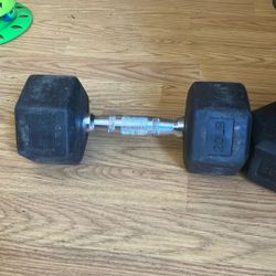 20 Lb Rubber Hex Dumbbells 