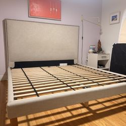 West Elm King Size Bed Frame & 2 Box Springs 