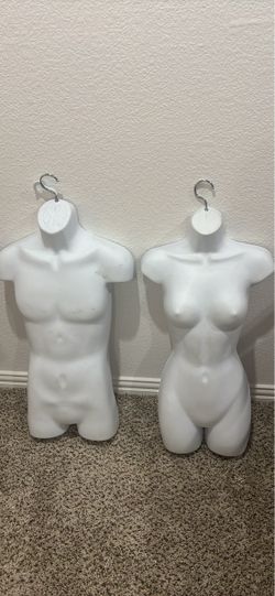 Two Mannequin Torsos with Hanging Hooks