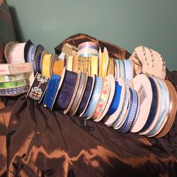 28 Rolls Of Ribbon Blues And Yellow