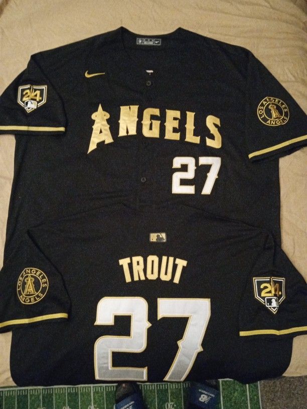 Big Boy Sizes 3x 4x 5x Black Mike Trout Angels Jerseys
