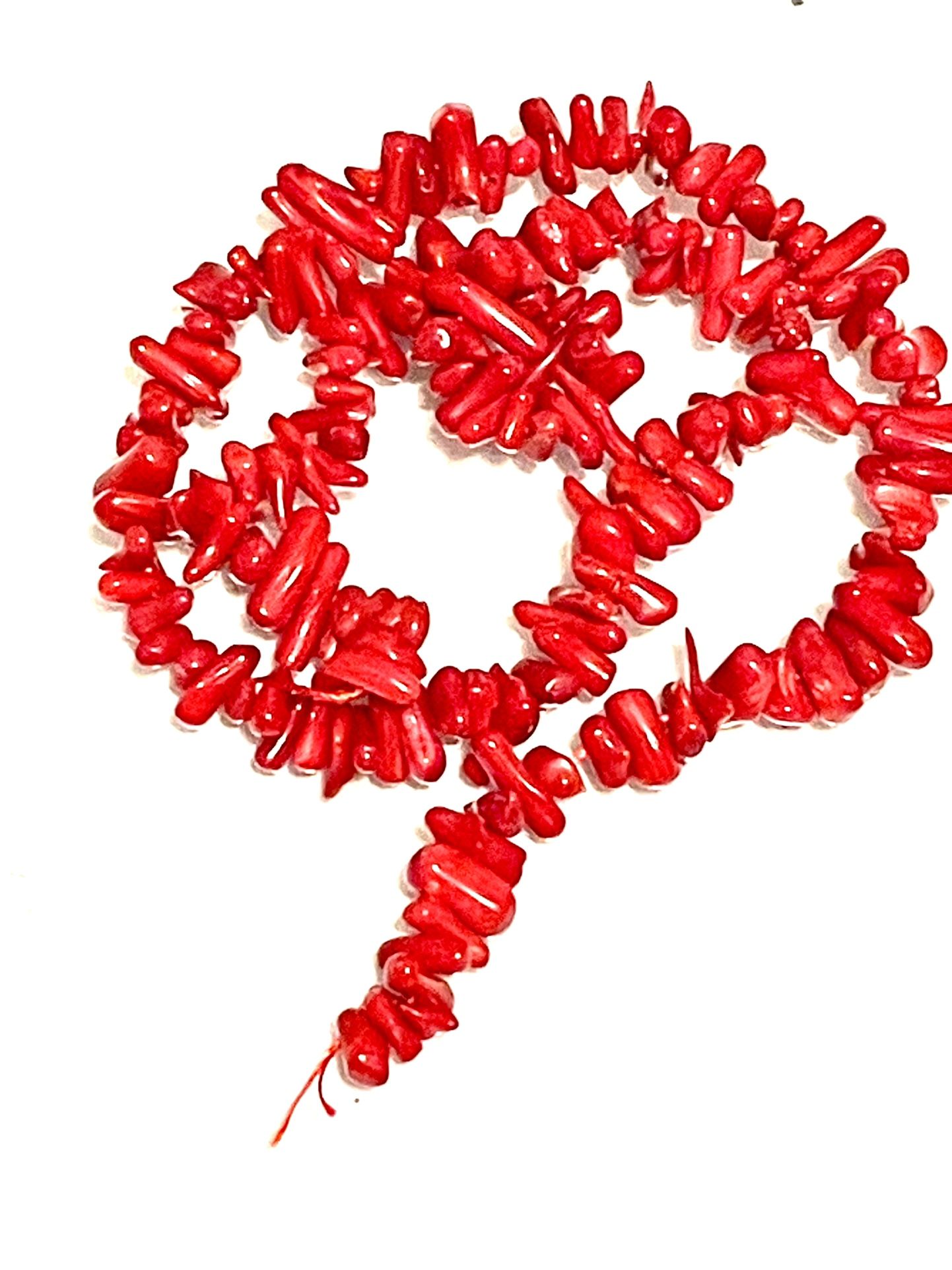 Genuine 15.5” Strand Of Red Branch Coral