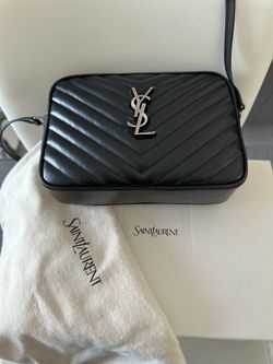 YSL Saint Laurent Black Lou Camera Quilted Leather Bag with Silver Logo, Made in Italy