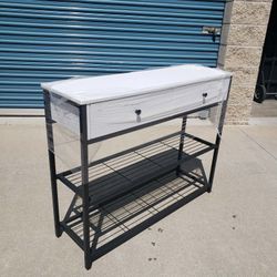 White Entry Table With 2 Drawers Storage