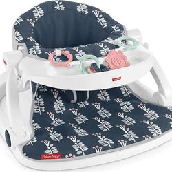 Fisher-Price Portable Baby Chair Sit-Me-Up Floor Seat With Snack Tray And Developmental Toys, Navy Garden

