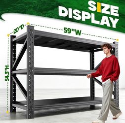 Heavy Duty 3-Tier Garage Storage Rack Adjustable Metal Shelves