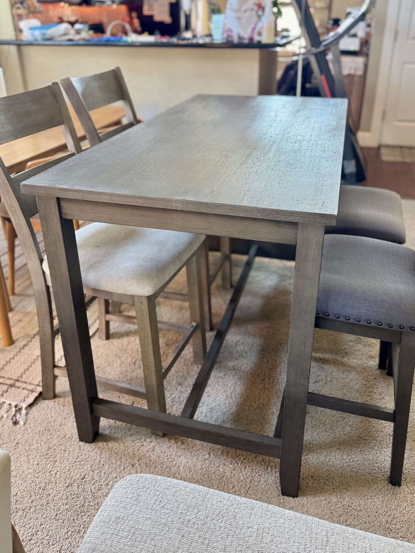 Dining Table, 2 Chairs, 2 Stools