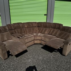 FREE DELIVERY 🚚 INSTALLATION -Dark Brow Corduroy Living Room 3-Piece Intelli gent Recliner Sofa Set