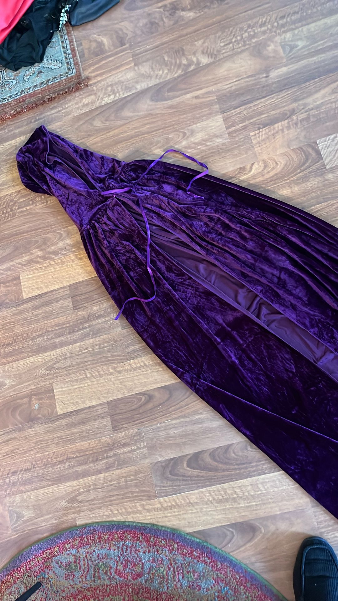 Long purple cape robe with hood new