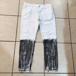 Mens White/Black Skinny Jeans
