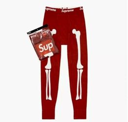 Supreme X Hanes Bones Thermal Pant Mens Size Medium Red