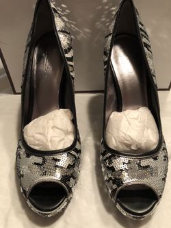 Coach Ashley Leopard Sequin Heels