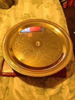 International silver co,gold plated platter