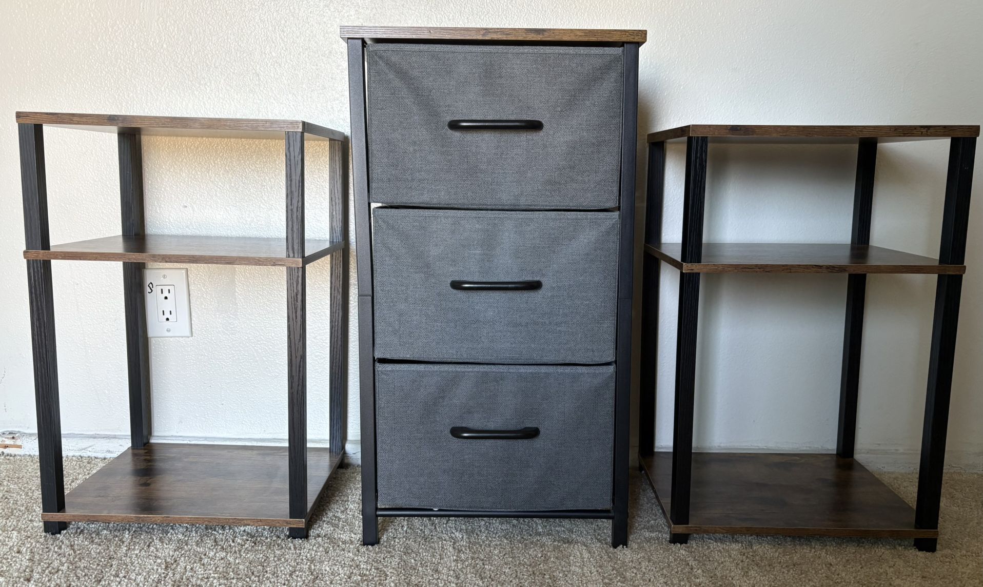2 Night Stands & Fabric Storage Drawers