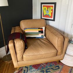 Zander Camel Leather Armchair From West Elm