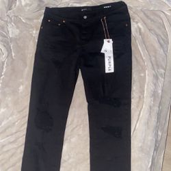 Purple Brand  /  All Black Distressed Jeans  /  Size 34